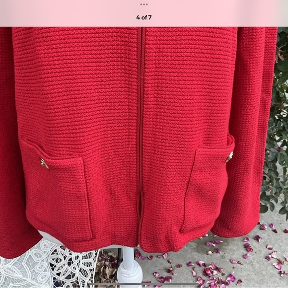 St John Collection Sz 16 candy apple 🍎 red dress suit couture Jacket - Picture 4 of 8